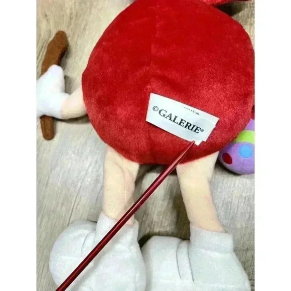 Galerie Easter Red M&M w/ Bunny Ears Egg & Paint Brush Plush Posable Bendable - Picture 5 of 6
